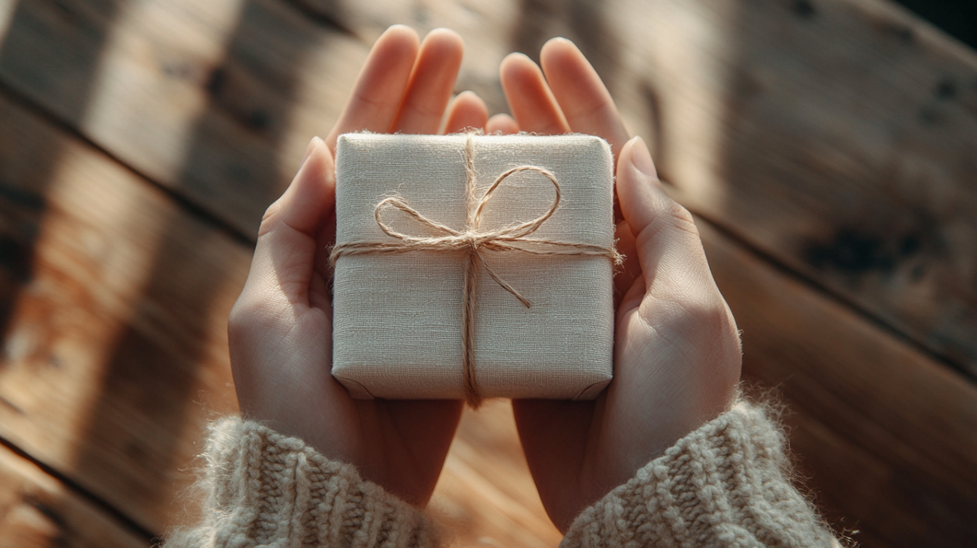 自費提案の本質は「売る」ではなく「手渡す」——贈り物を丁寧に包む行為のメタファー。押し付けではなく、相手のために差し出す静かな所作。
