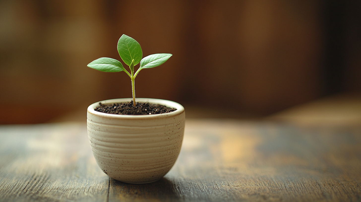 歯科TCのカウンセリング準備を象徴する、白い鉢から芽吹く新芽