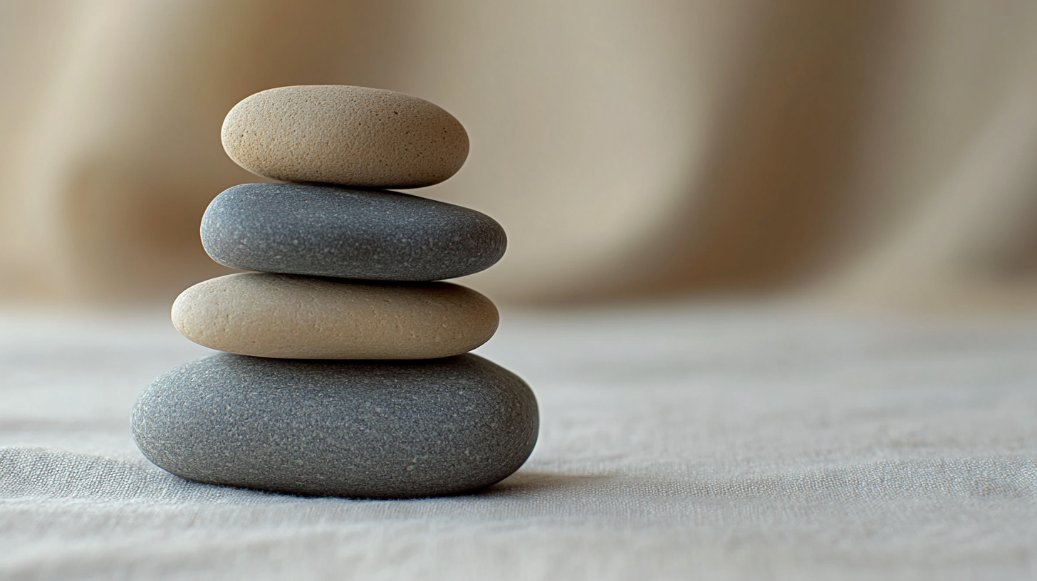 積み重ねられた滑らかな石——小さな投資が確かな成果を築くイメージ